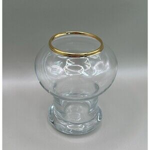 Vintage Gold Rim Glass Votive Candle Holder Pedestal Star Trek Style
